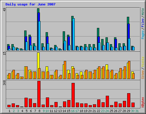 Daily usage for June 2007