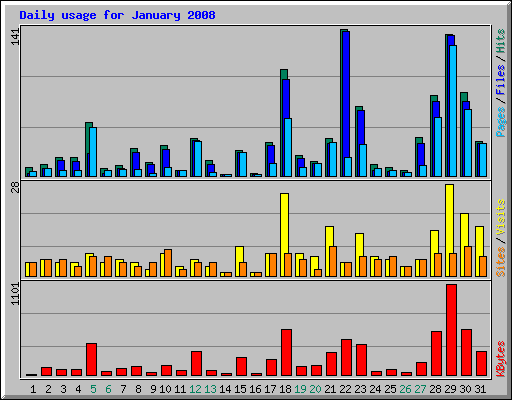 Daily usage for January 2008