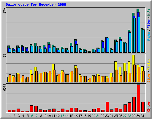 Daily usage for December 2008