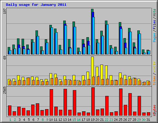 Daily usage for January 2011