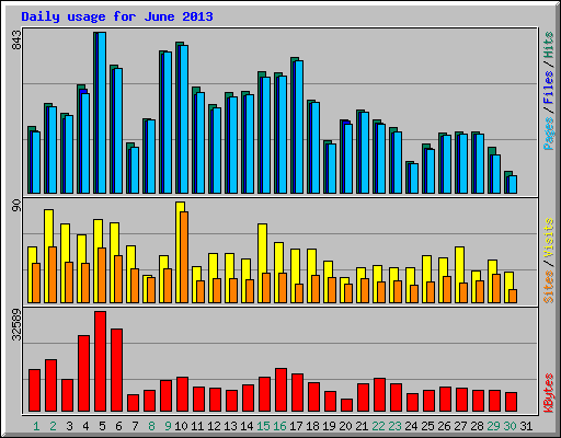 Daily usage for June 2013