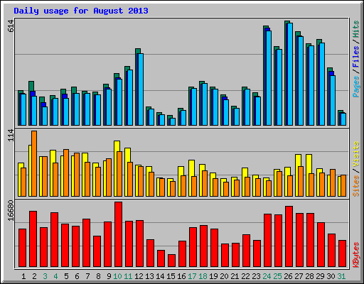 Daily usage for August 2013