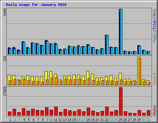 Daily usage for January 2016