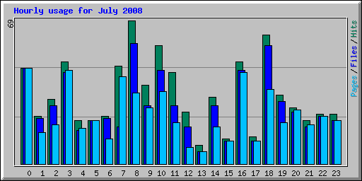 Hourly usage for July 2008
