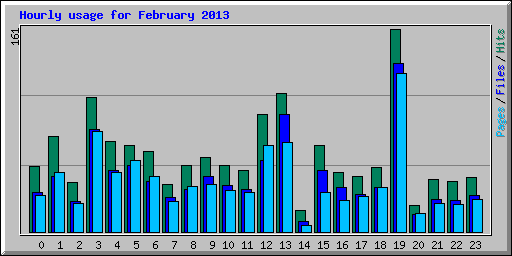 Hourly usage for February 2013